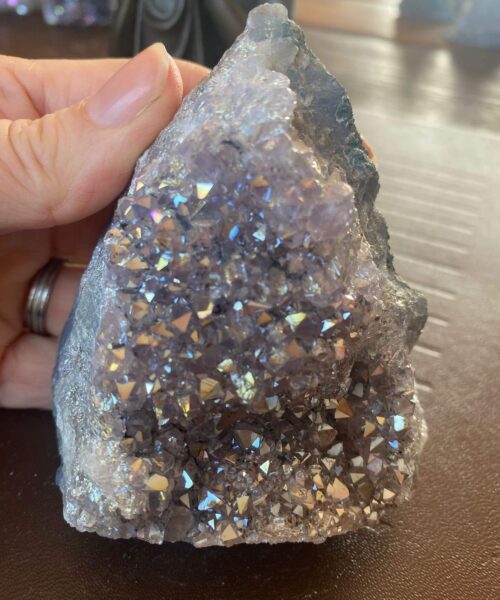 Premium High Grade Amethyst Angel Aura Druzy 159 Mini Geode Cluster Piece Cut Base 327g H9xW7.5xD5cm - Image 9