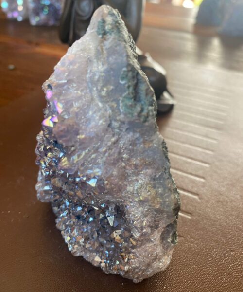 Premium High Grade Amethyst Angel Aura Druzy 159 Mini Geode Cluster Piece Cut Base 327g H9xW7.5xD5cm - Image 8