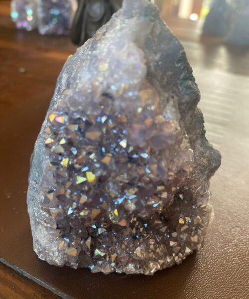 Premium High Grade Amethyst Angel Aura Druzy 159 Mini Geode Cluster Piece Cut Base 327g H9xW7.5xD5cm - Image 5