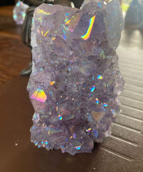Premium High Grade Amethyst Angel Aura Druzy 161 Mini Geode Cluster Piece Cut Base 457g H10xW7.5xD4cm