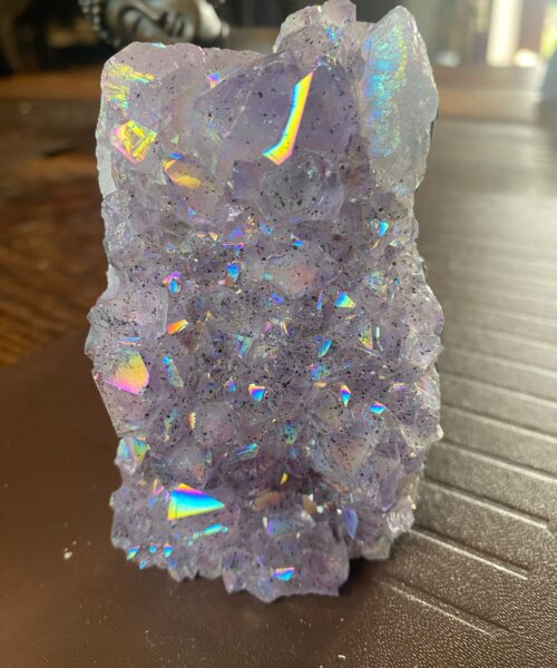 Premium High Grade Amethyst Angel Aura Druzy 161 Mini Geode Cluster Piece Cut Base 457g H10xW7.5xD4cm - Image 10