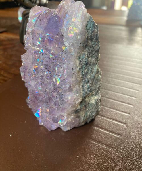 Premium High Grade Amethyst Angel Aura Druzy 161 Mini Geode Cluster Piece Cut Base 457g H10xW7.5xD4cm - Image 9