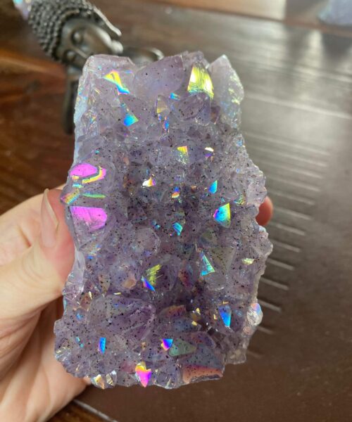Premium High Grade Amethyst Angel Aura Druzy 161 Mini Geode Cluster Piece Cut Base 457g H10xW7.5xD4cm - Image 5
