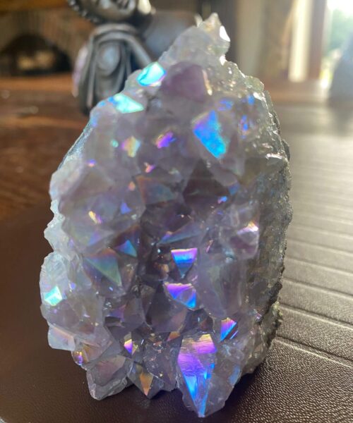 Premium High Grade Amethyst Angel Aura Druzy 162 Mini Geode Cluster Piece Cut Base 340g H8xW6xD6cm
