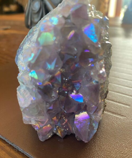 Premium High Grade Amethyst Angel Aura Druzy 162 Mini Geode Cluster Piece Cut Base 340g H8xW6xD6cm - Image 4