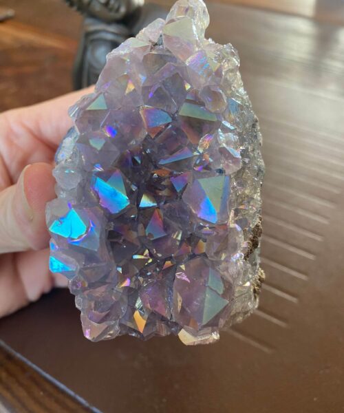 Premium High Grade Amethyst Angel Aura Druzy 162 Mini Geode Cluster Piece Cut Base 340g H8xW6xD6cm - Image 3