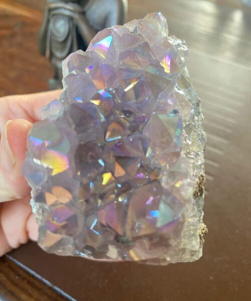 Premium High Grade Amethyst Angel Aura Druzy 162 Mini Geode Cluster Piece Cut Base 340g H8xW6xD6cm - Image 2