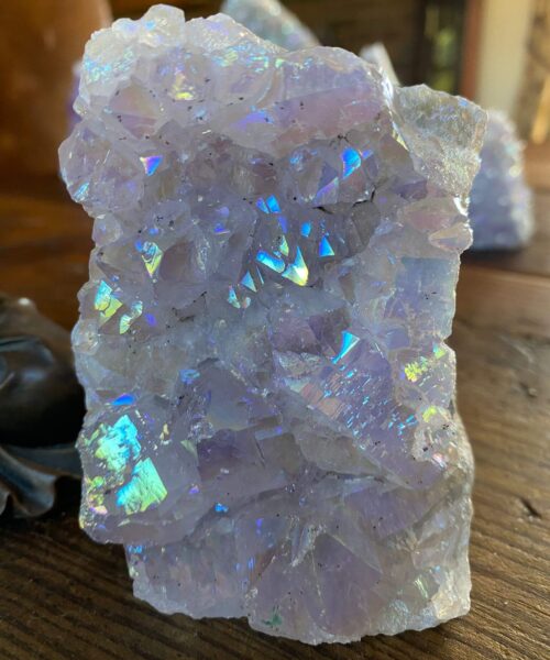 Premium High Grade Amethyst Angel Aura Druzy 164 Mini Geode Cluster Piece Cut Base 368g H10xW7.5xD4cm