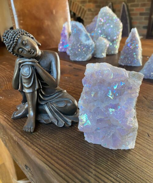 Premium High Grade Amethyst Angel Aura Druzy 164 Mini Geode Cluster Piece Cut Base 368g H10xW7.5xD4cm - Image 8