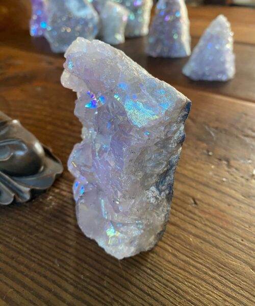 Premium High Grade Amethyst Angel Aura Druzy 164 Mini Geode Cluster Piece Cut Base 368g H10xW7.5xD4cm - Image 7