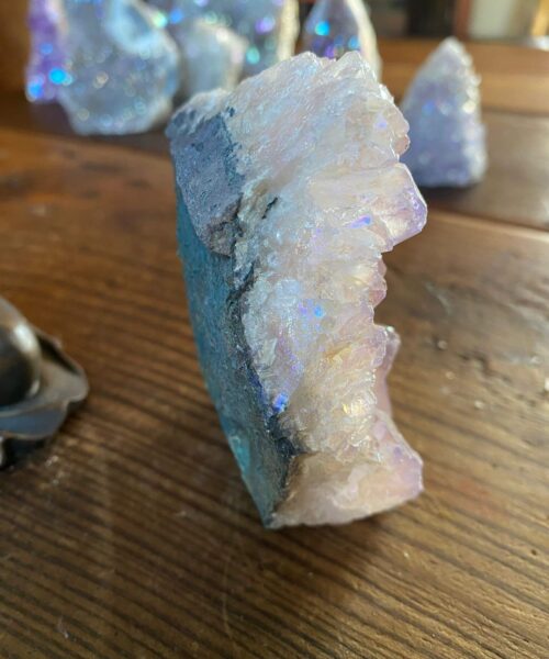Premium High Grade Amethyst Angel Aura Druzy 164 Mini Geode Cluster Piece Cut Base 368g H10xW7.5xD4cm - Image 5