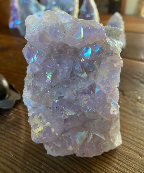 Premium High Grade Amethyst Angel Aura Druzy 164 Mini Geode Cluster Piece Cut Base 368g H10xW7.5xD4cm - Image 4