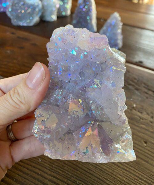 Premium High Grade Amethyst Angel Aura Druzy 164 Mini Geode Cluster Piece Cut Base 368g H10xW7.5xD4cm - Image 3