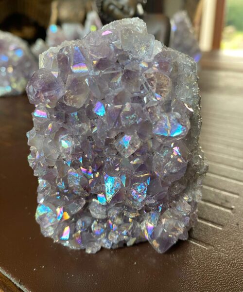 Premium High Grade Amethyst Angel Aura Druzy 168 Mini Geode Cluster Piece Cut Base 364g H9xW7xD3.5cm