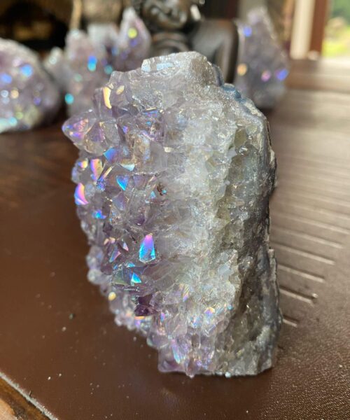 Premium High Grade Amethyst Angel Aura Druzy 168 Mini Geode Cluster Piece Cut Base 364g H9xW7xD3.5cm - Image 9