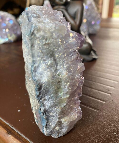 Premium High Grade Amethyst Angel Aura Druzy 168 Mini Geode Cluster Piece Cut Base 364g H9xW7xD3.5cm - Image 7