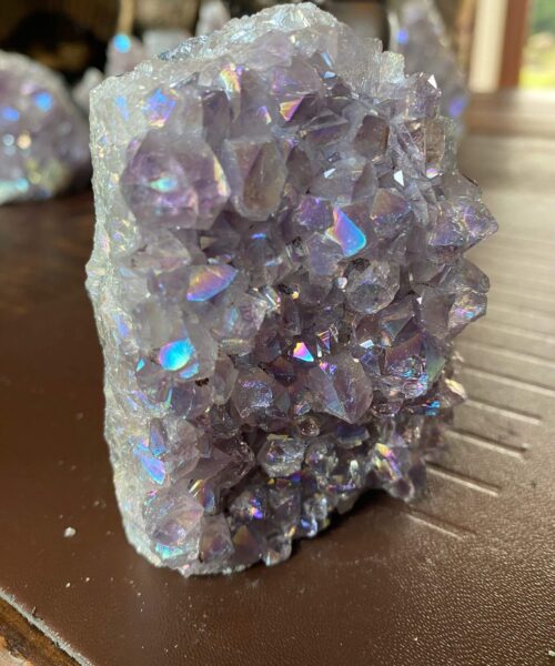 Premium High Grade Amethyst Angel Aura Druzy 168 Mini Geode Cluster Piece Cut Base 364g H9xW7xD3.5cm - Image 6