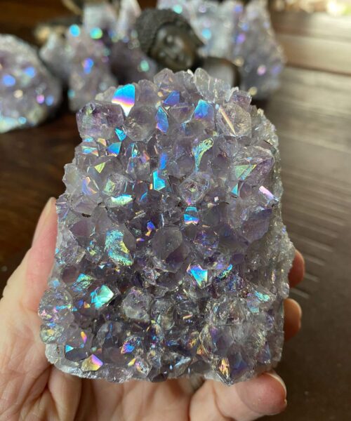 Premium High Grade Amethyst Angel Aura Druzy 168 Mini Geode Cluster Piece Cut Base 364g H9xW7xD3.5cm - Image 4