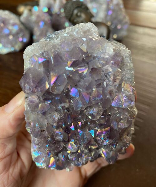 Premium High Grade Amethyst Angel Aura Druzy 168 Mini Geode Cluster Piece Cut Base 364g H9xW7xD3.5cm - Image 2