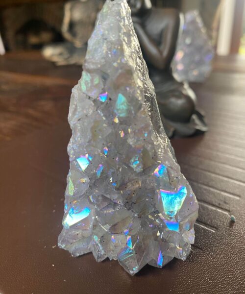 Premium High Grade Amethyst Angel Aura Druzy 170 Mini Geode Cluster Piece Cut Base 212g H9xW5.5xD4.5cm