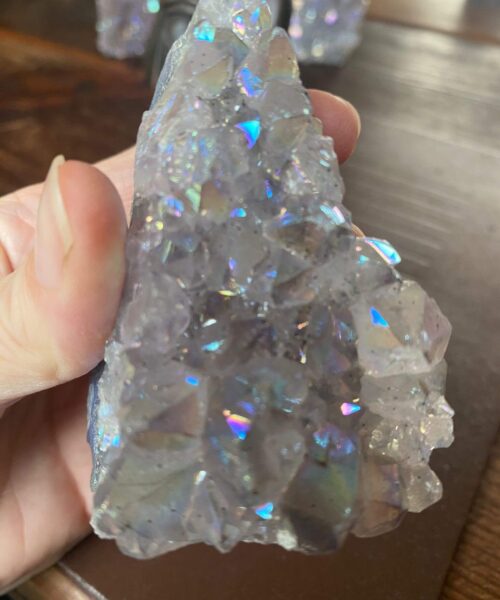 Premium High Grade Amethyst Angel Aura Druzy 170 Mini Geode Cluster Piece Cut Base 212g H9xW5.5xD4.5cm - Image 2