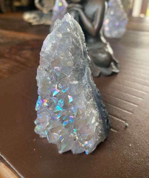Premium High Grade Amethyst Angel Aura Druzy 170 Mini Geode Cluster Piece Cut Base 212g H9xW5.5xD4.5cm - Image 10