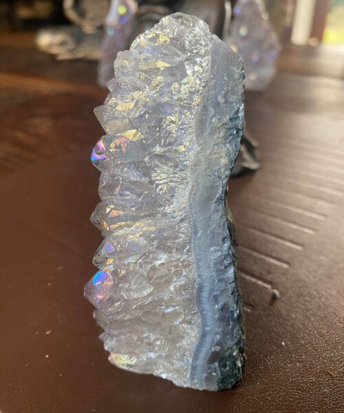 Premium High Grade Amethyst Angel Aura Druzy 170 Mini Geode Cluster Piece Cut Base 212g H9xW5.5xD4.5cm - Image 9