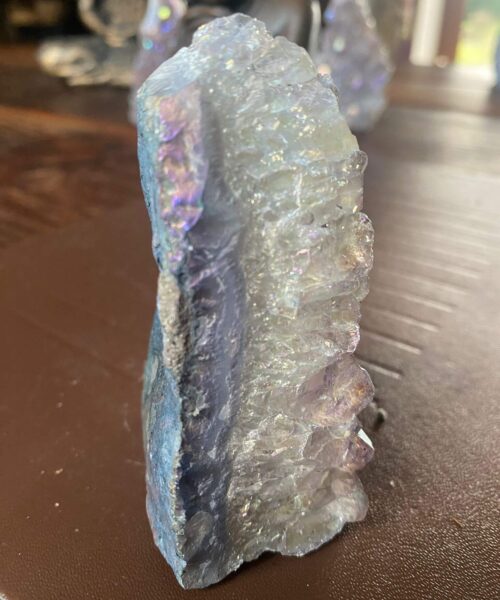 Premium High Grade Amethyst Angel Aura Druzy 170 Mini Geode Cluster Piece Cut Base 212g H9xW5.5xD4.5cm - Image 7