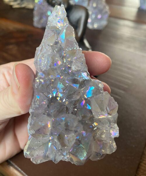 Premium High Grade Amethyst Angel Aura Druzy 170 Mini Geode Cluster Piece Cut Base 212g H9xW5.5xD4.5cm - Image 5