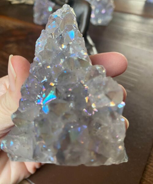 Premium High Grade Amethyst Angel Aura Druzy 170 Mini Geode Cluster Piece Cut Base 212g H9xW5.5xD4.5cm - Image 4