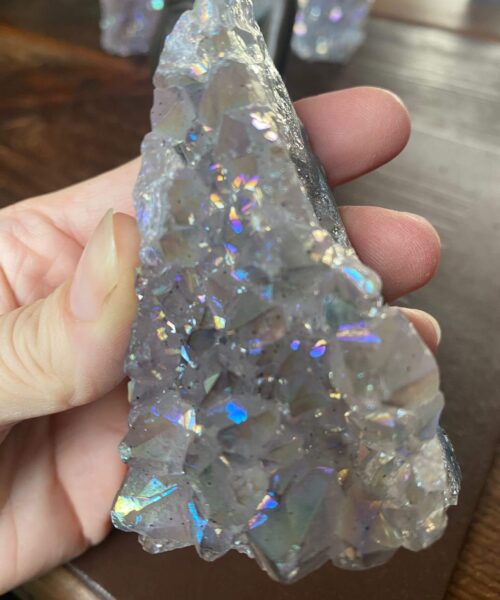 Premium High Grade Amethyst Angel Aura Druzy 170 Mini Geode Cluster Piece Cut Base 212g H9xW5.5xD4.5cm - Image 3