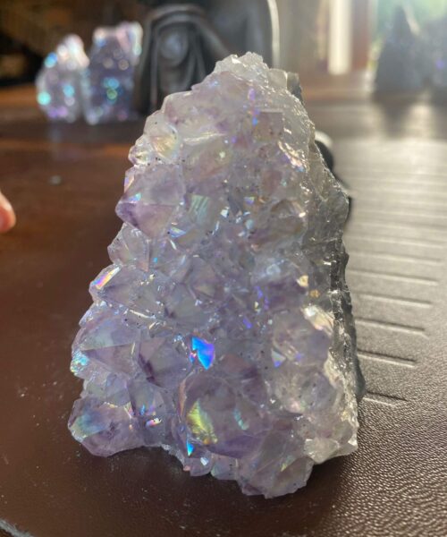 Premium High Grade Amethyst Angel Aura Druzy 175 Mini Geode Cluster Piece Cut Base 208g H7xW6.5xD4cm - Image 8