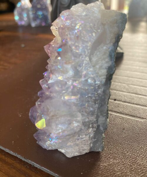 Premium High Grade Amethyst Angel Aura Druzy 175 Mini Geode Cluster Piece Cut Base 208g H7xW6.5xD4cm - Image 7