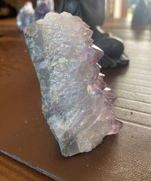 Premium High Grade Amethyst Angel Aura Druzy 175 Mini Geode Cluster Piece Cut Base 208g H7xW6.5xD4cm - Image 5