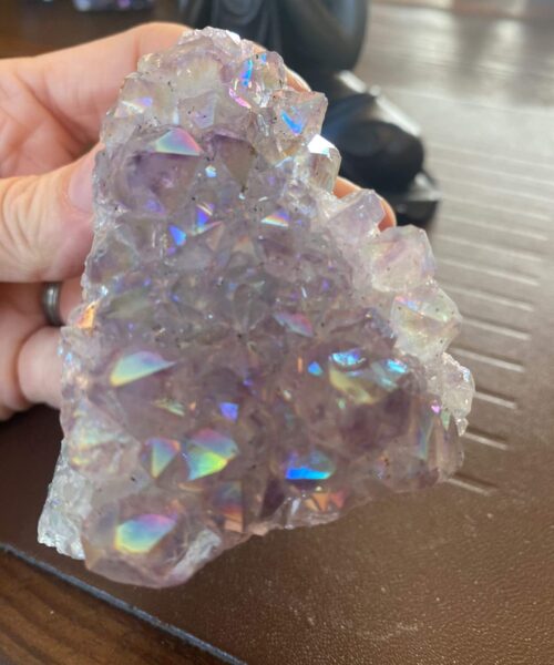 Premium High Grade Amethyst Angel Aura Druzy 175 Mini Geode Cluster Piece Cut Base 208g H7xW6.5xD4cm - Image 3