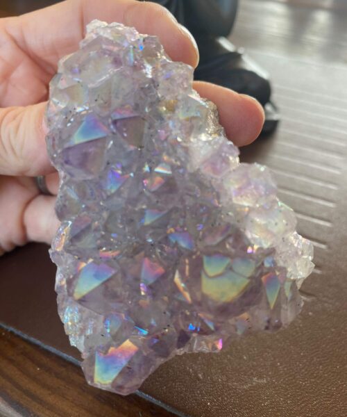 Premium High Grade Amethyst Angel Aura Druzy 175 Mini Geode Cluster Piece Cut Base 208g H7xW6.5xD4cm - Image 2