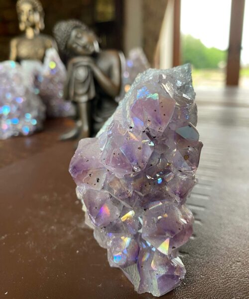 Premium High Grade Amethyst Angel Aura Druzy 176 Mini Geode Cluster Piece Cut Base 327g H8xW5xD6.5cm - Image 9