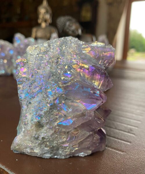 Premium High Grade Amethyst Angel Aura Druzy 176 Mini Geode Cluster Piece Cut Base 327g H8xW5xD6.5cm - Image 6