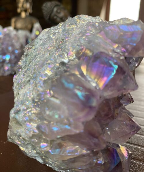 Premium High Grade Amethyst Angel Aura Druzy 176 Mini Geode Cluster Piece Cut Base 327g H8xW5xD6.5cm - Image 5