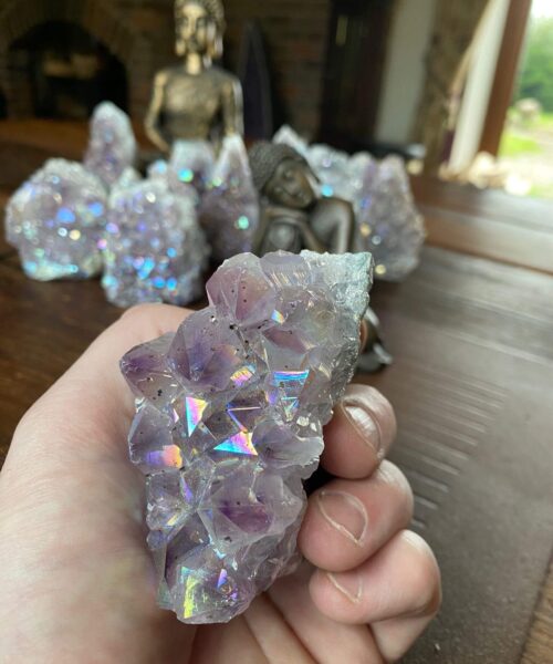 Alternative view of Premium High Grade Amethyst Angel Aura Druzy 176 Mini Geode Cluster Piece Cut Base 327g H8xW5xD6.5cm