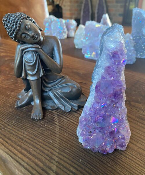 Premium High Grade Amethyst Angel Aura Druzy 177 Mini Geode Cluster Piece Cut Base 340g H11.5xW6xD5cm - Image 8