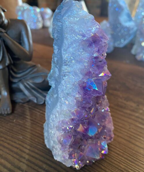 Premium High Grade Amethyst Angel Aura Druzy 177 Mini Geode Cluster Piece Cut Base 340g H11.5xW6xD5cm - Image 4