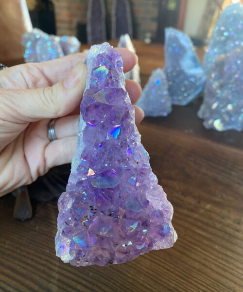 Premium High Grade Amethyst Angel Aura Druzy 177 Mini Geode Cluster Piece Cut Base 340g H11.5xW6xD5cm - Image 3