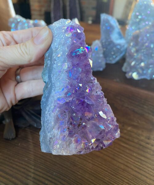Premium High Grade Amethyst Angel Aura Druzy 177 Mini Geode Cluster Piece Cut Base 340g H11.5xW6xD5cm - Image 2