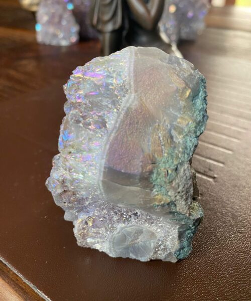 Premium High Grade Amethyst Angel Aura Druzy 178 Mini Geode Cluster Piece Cut Base 218g H7xW5xD5cm - Image 8
