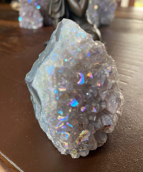 Premium High Grade Amethyst Angel Aura Druzy 178 Mini Geode Cluster Piece Cut Base 218g H7xW5xD5cm - Image 5
