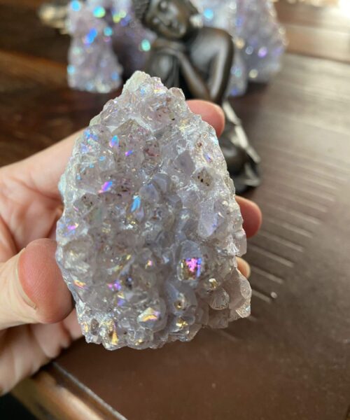 Premium High Grade Amethyst Angel Aura Druzy 178 Mini Geode Cluster Piece Cut Base 218g H7xW5xD5cm - Image 4