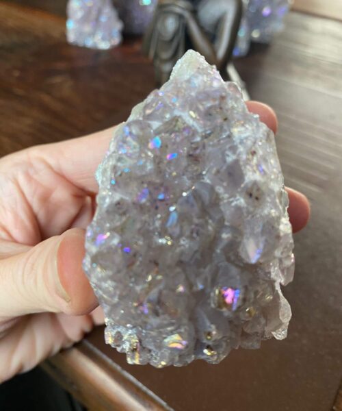 Alternative view of Premium High Grade Amethyst Angel Aura Druzy 178 Mini Geode Cluster Piece Cut Base 218g H7xW5xD5cm