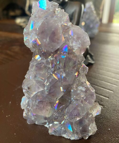 Premium High Grade Amethyst Angel Aura Druzy 179 Mini Geode Cluster Piece Cut Base 246g H9xW6xD4cm