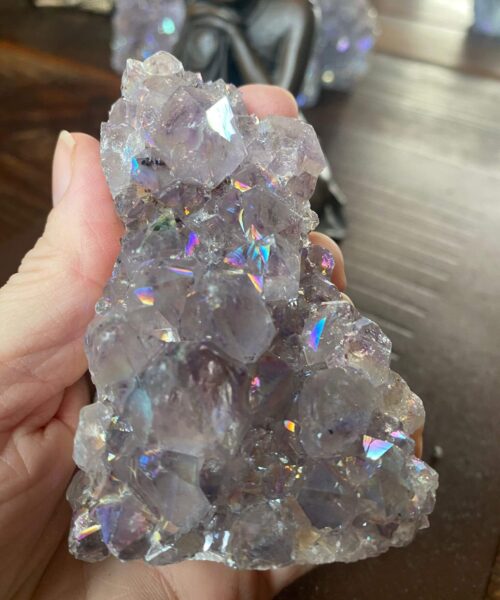 Premium High Grade Amethyst Angel Aura Druzy 179 Mini Geode Cluster Piece Cut Base 246g H9xW6xD4cm - Image 4